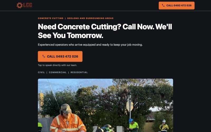 Concrete Cutting Geelong landing page
